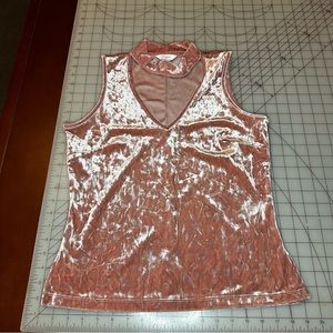 Vintage women’s Y2K velour candies tank sz Lg with built in choker velvety shine